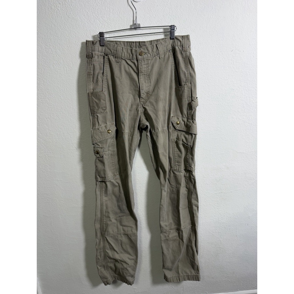 Vintage Carhartt Pants Mens 35x34 Gray Double‎ Knee Relaxed Fit B342 MOS Utility